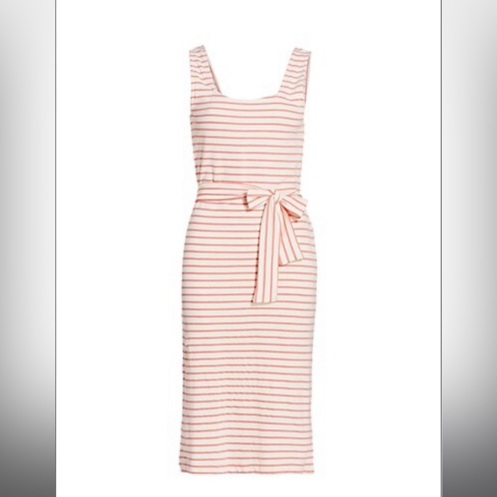 Rails Ivory Peony Taylin Striped Midi Length Dress with Removable Belt